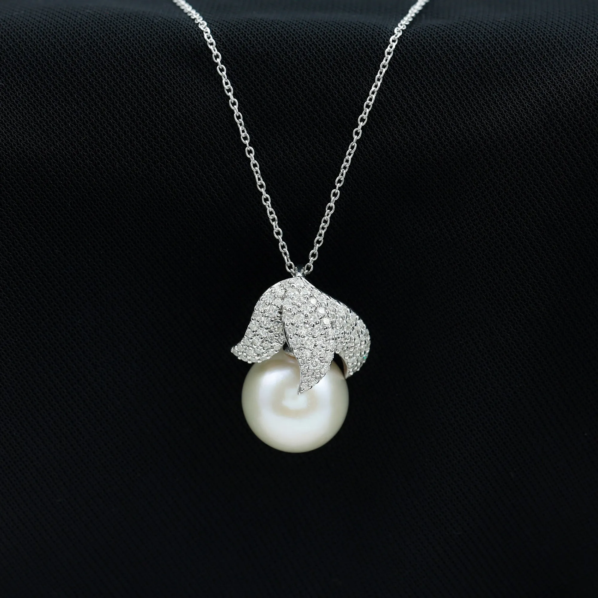 12.50 CT Freshwater Pearl Cocktail Pendant with Moissanite