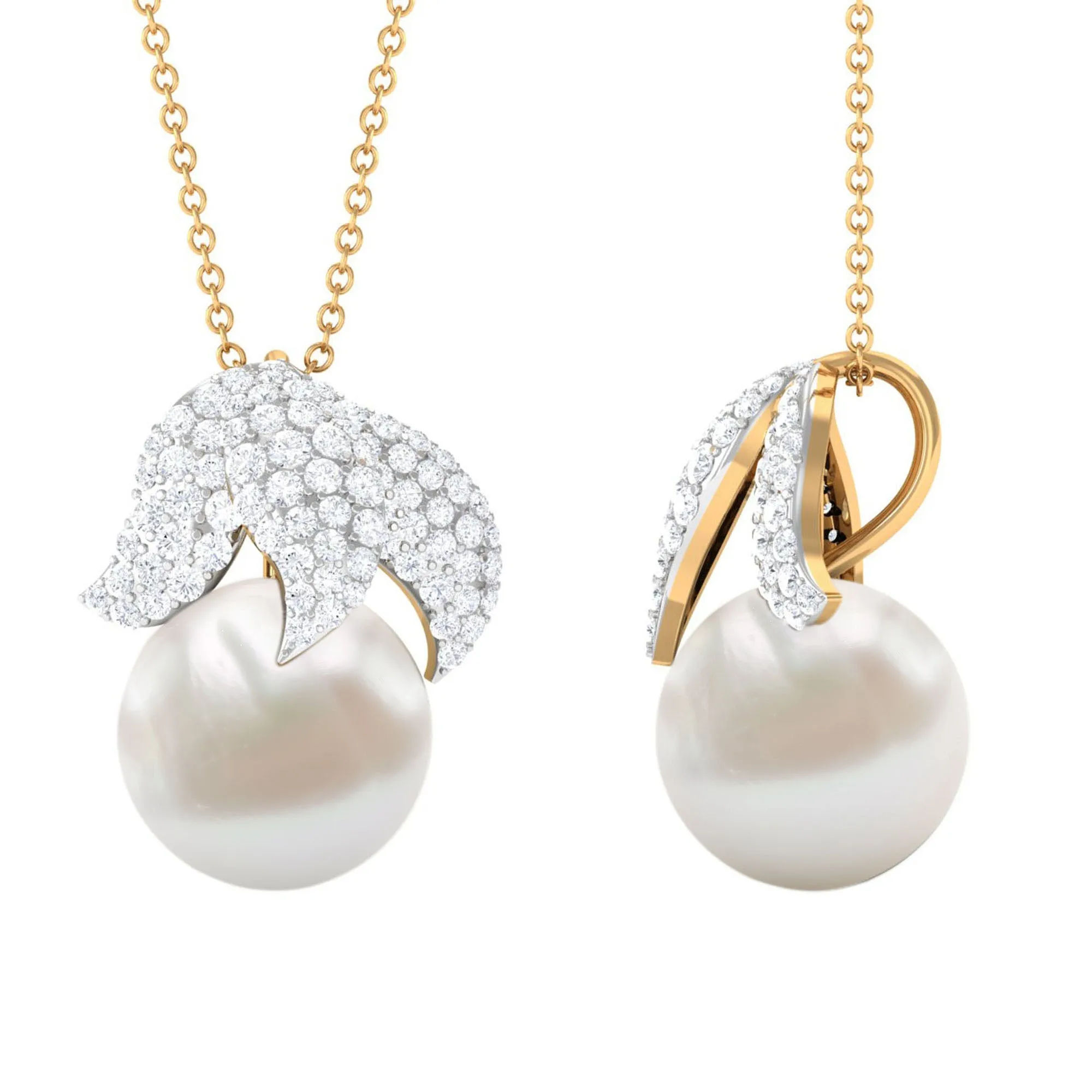 12.50 CT Freshwater Pearl Cocktail Pendant with Moissanite