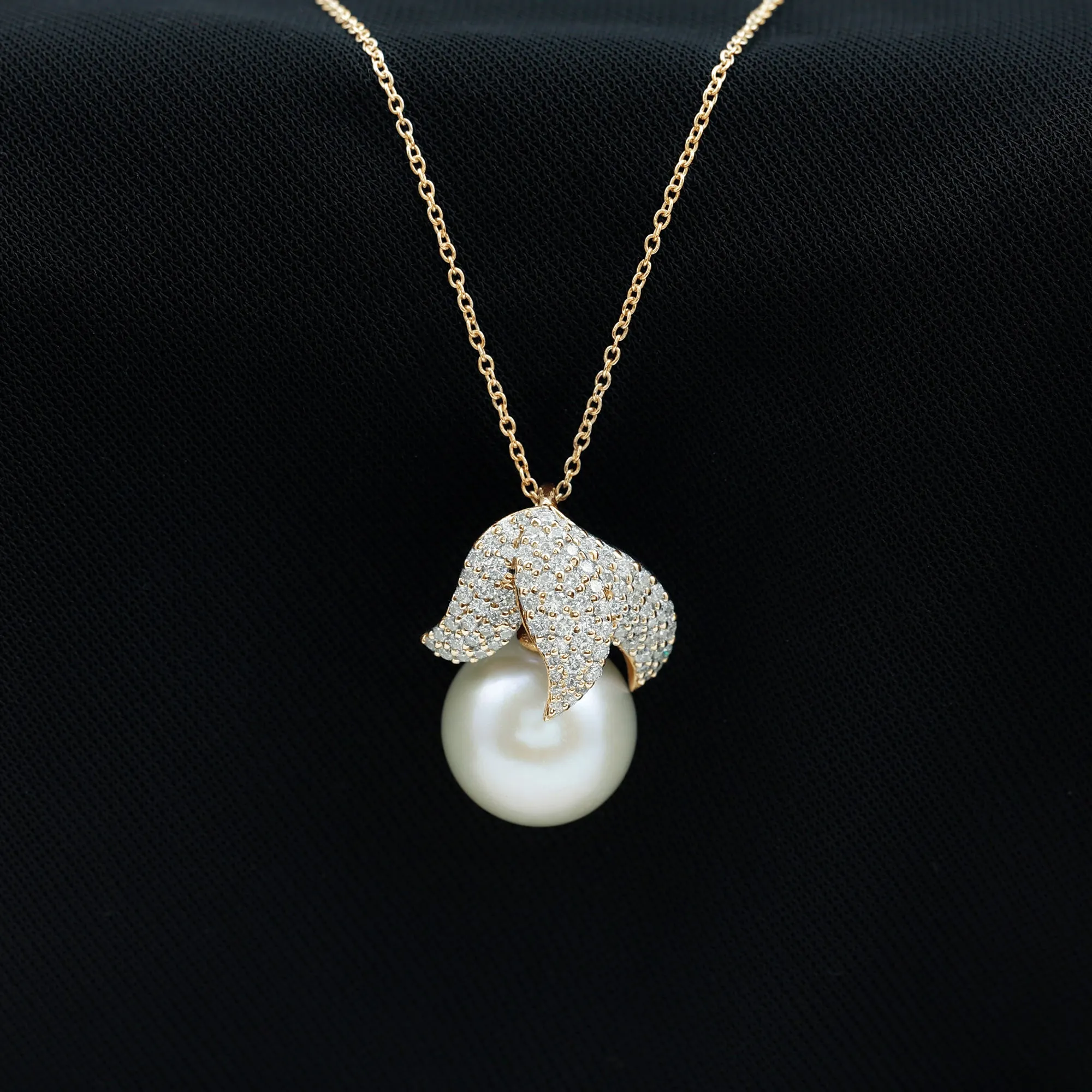 12.50 CT Freshwater Pearl Cocktail Pendant with Moissanite