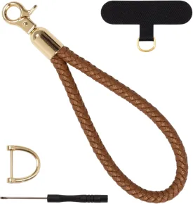 ALLZEDREAM Braided Leather Keychain Car Key Chain Rope Cell Phone Wristlet Strap