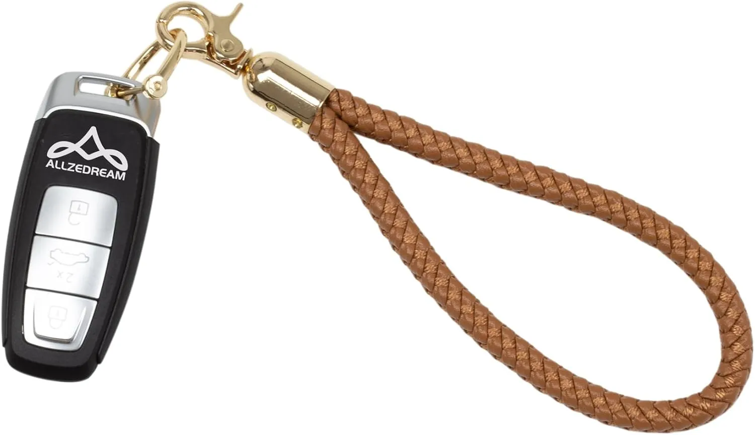 ALLZEDREAM Braided Leather Keychain Car Key Chain Rope Cell Phone Wristlet Strap