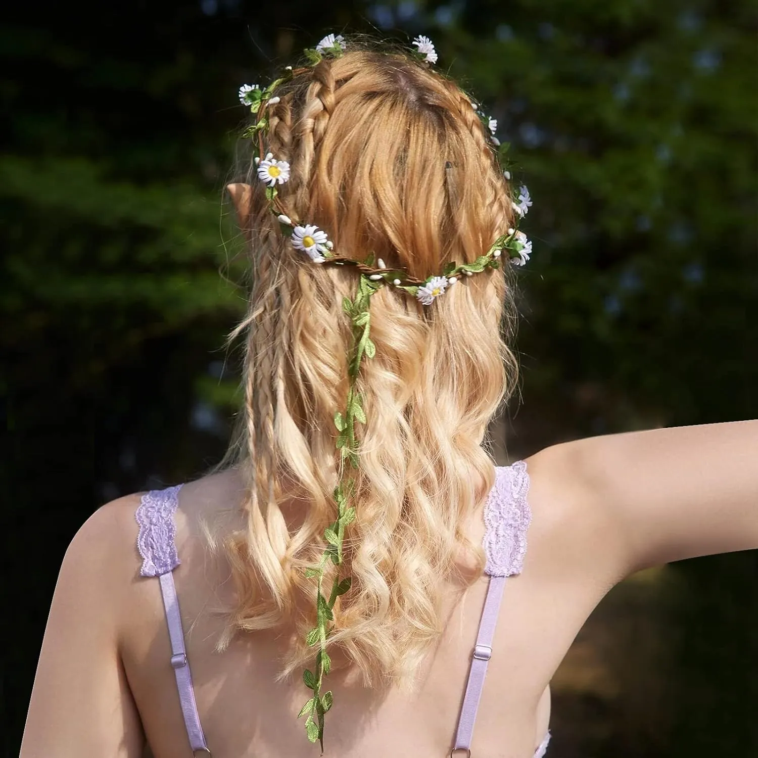 AWAYTR Bohemia Flower Crown Headband - Women Girl Fashion Green Leaves Ribbon Garland Floral Headpiece For Wedding Party Photography (C-Mixed Color-9Pcs)