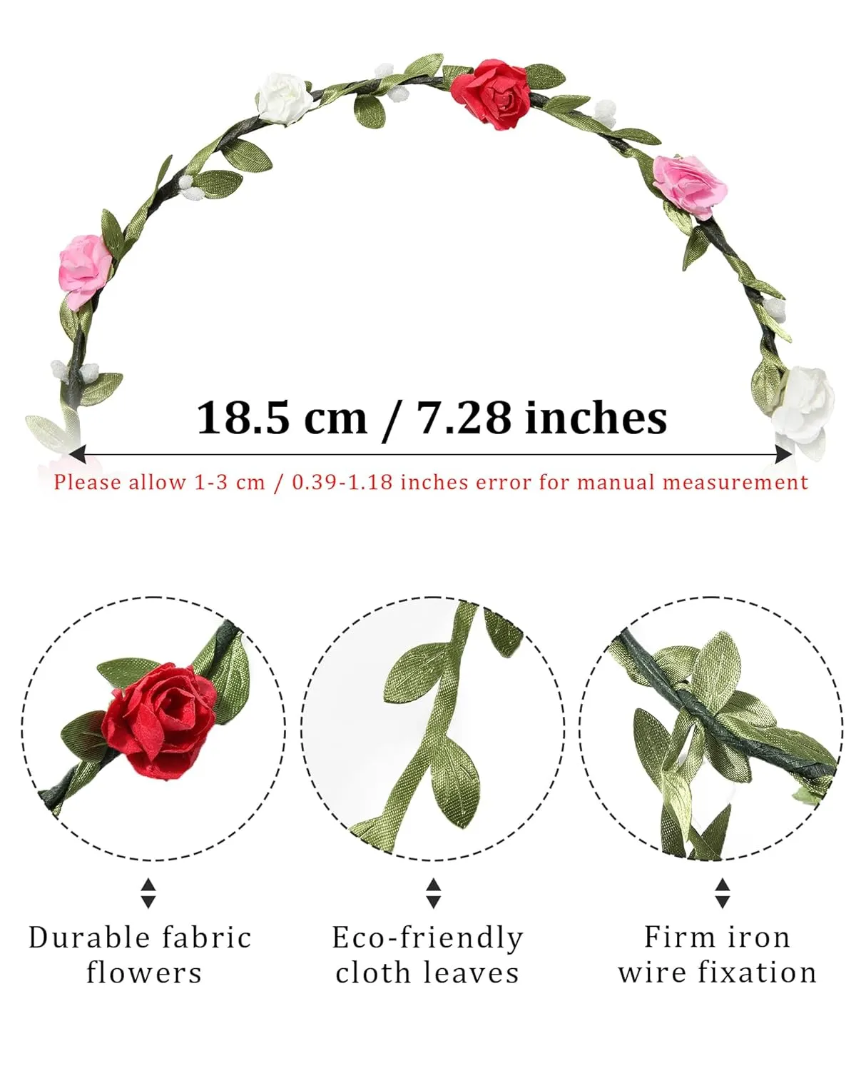 AWAYTR Lady Girl Fashion Bohemian Flower Crown Floral Garland Headbands (A-Mixed Color-9Pcs)