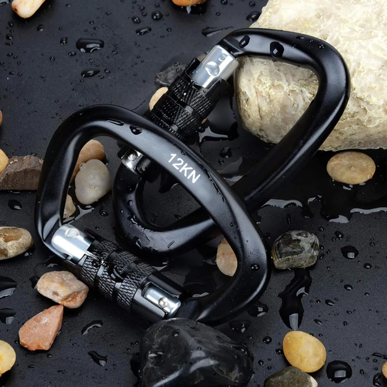 Azarxis Carabiner Clips, 12 25 kN Aluminium D Ring Heavy Duty Lightweight Caribeaners for Hammock, Camping, Hiking, Outdoor, Gym, Dog Leash, Backpack, Harness