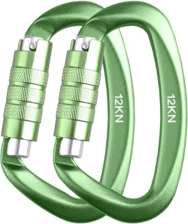 Azarxis Carabiner Clips, 12 25 kN Aluminium D Ring Heavy Duty Lightweight Caribeaners for Hammock, Camping, Hiking, Outdoor, Gym, Dog Leash, Backpack, Harness
