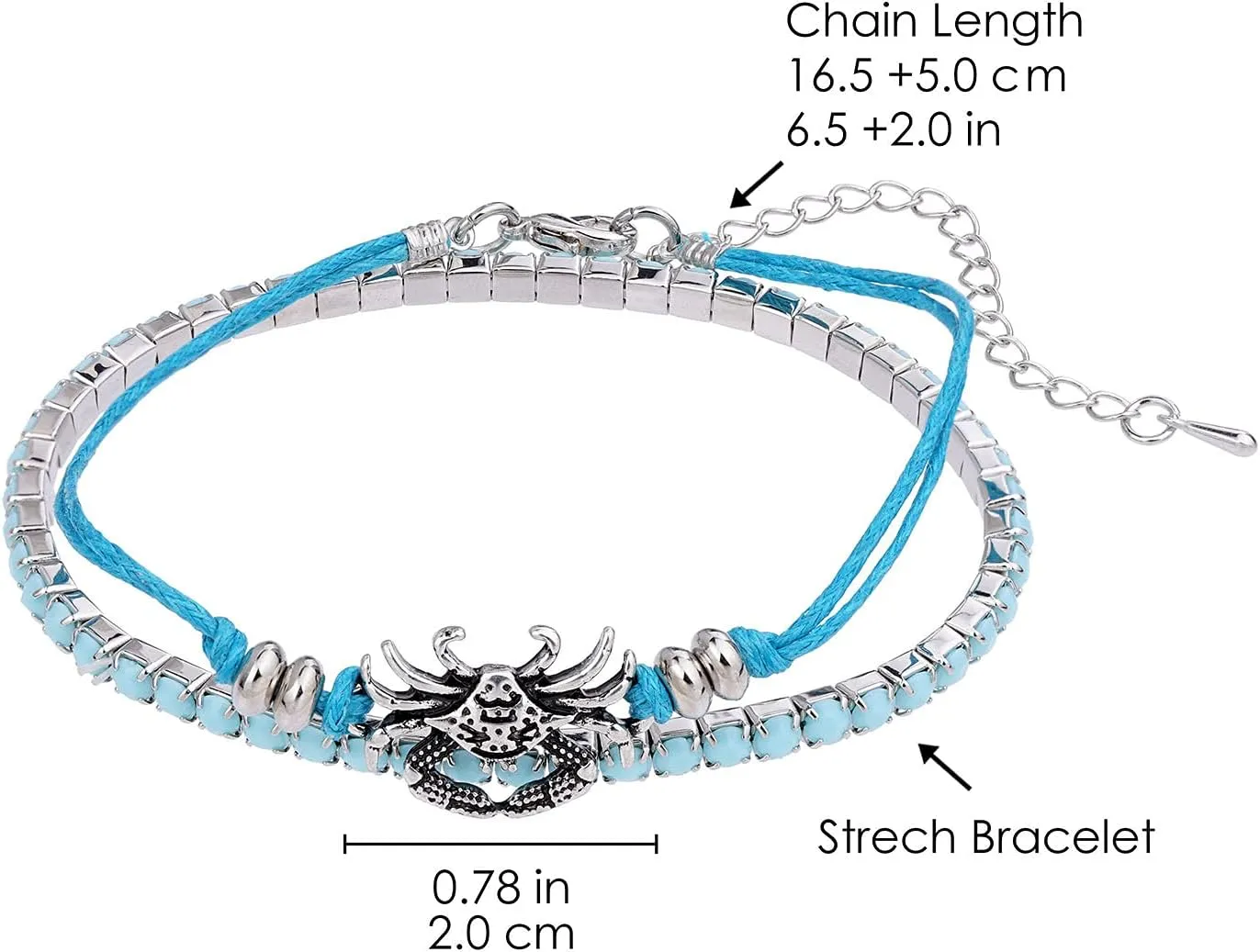 Beach Bracelets for Women Boho Starfish Turtle Conch Shell Anklets Turquoise Beaded Stretch Bracelets Adjustable Ankle Bracelets Chain Foot Jewelry for Women