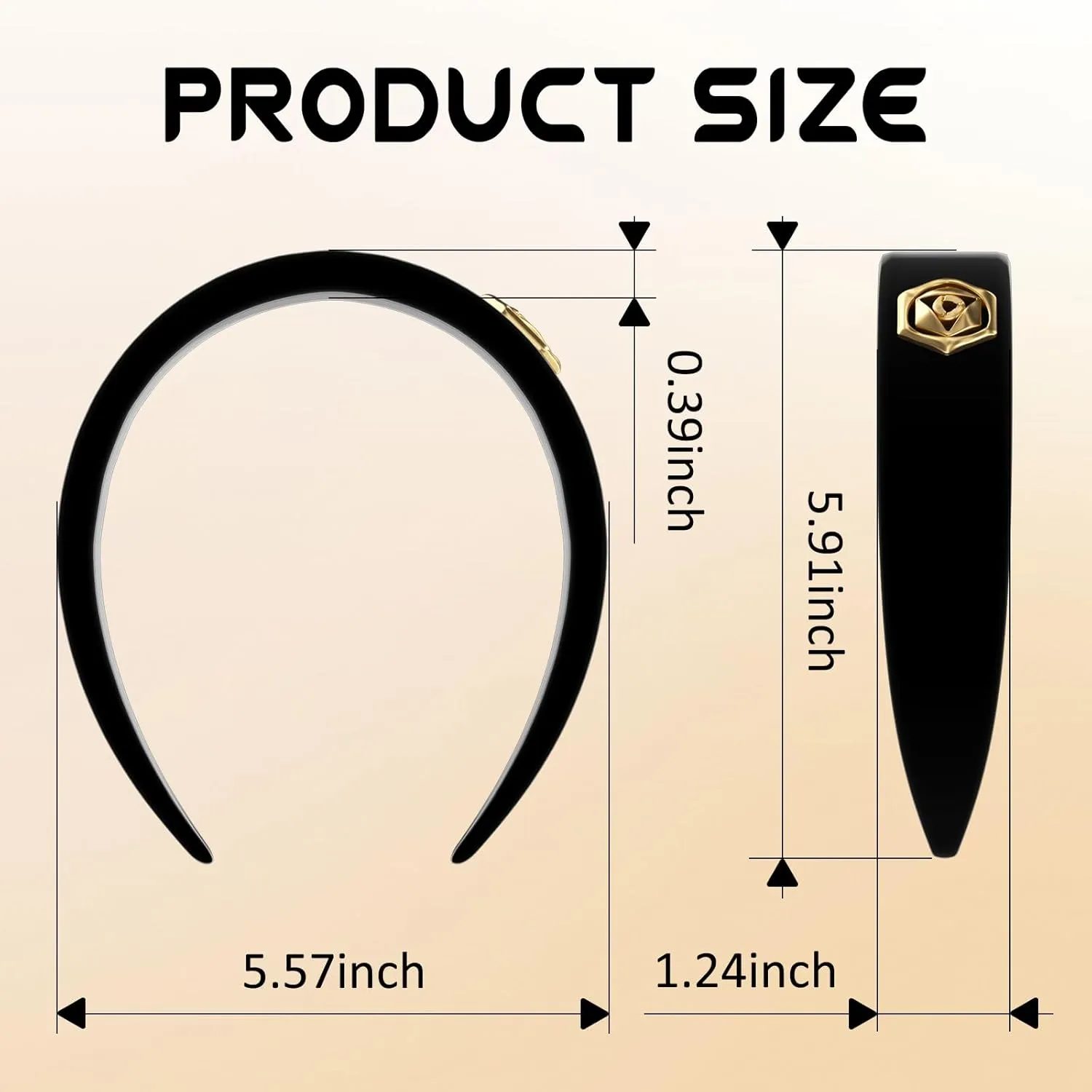 Black Elegant Headbands for Women Non Slip Trendy Velvet Fabric Wide Hairbands for Women's Thin and Thick Hair Designer Head Bands Elastic Hair Bands for Mother's Day Gift.
