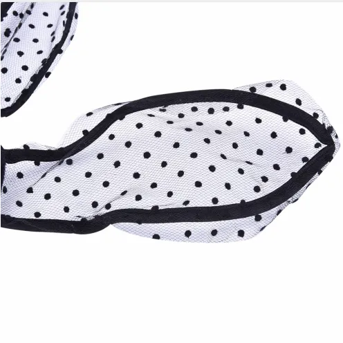 Black Lace Polka Dot Bunny Ear Headband
