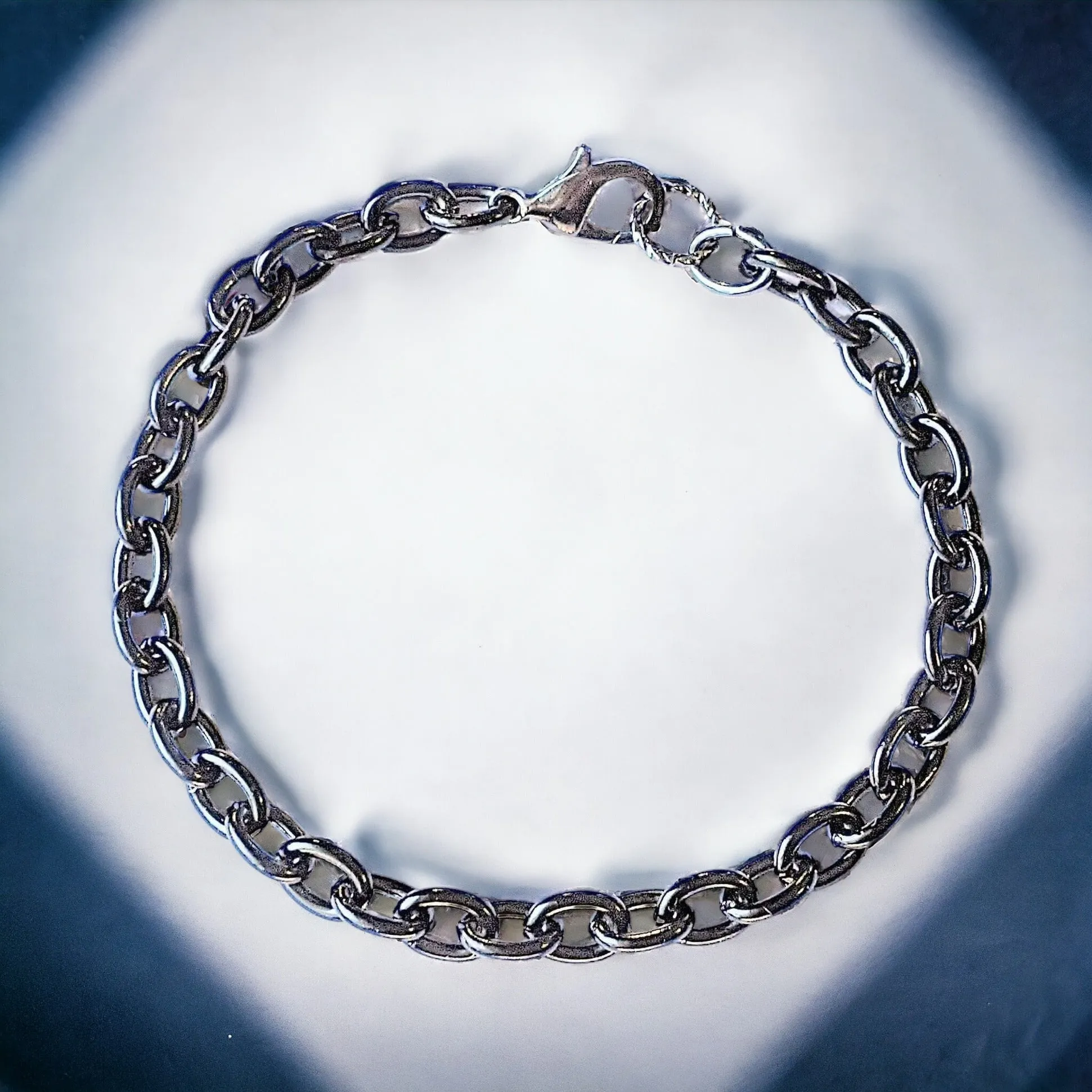 Black Stainless Steel Oval Link Charm Bracelet Base - D.I.Y. - BUILD YOUR CHARM BRACELET!