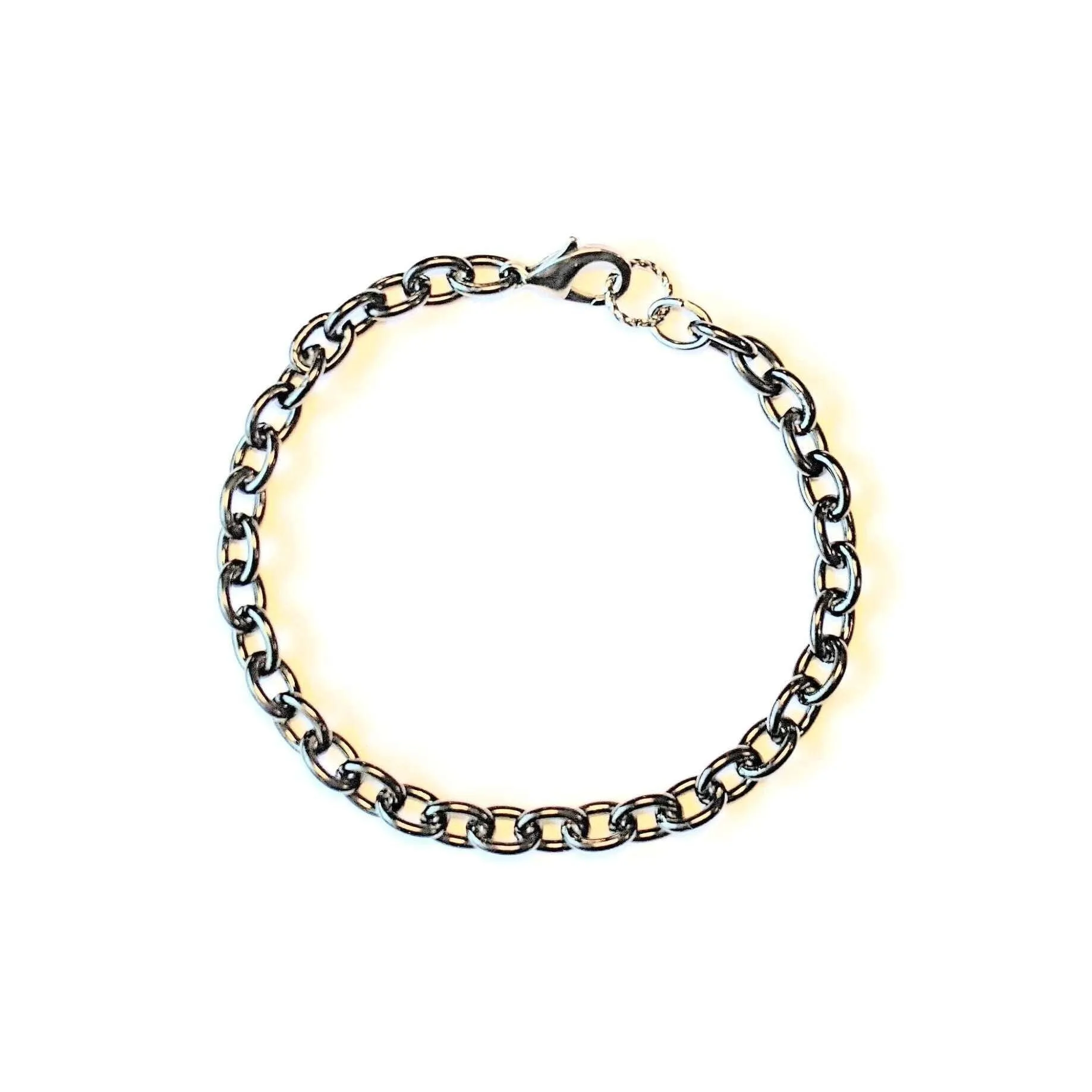 Black Stainless Steel Oval Link Charm Bracelet Base - D.I.Y. - BUILD YOUR CHARM BRACELET!