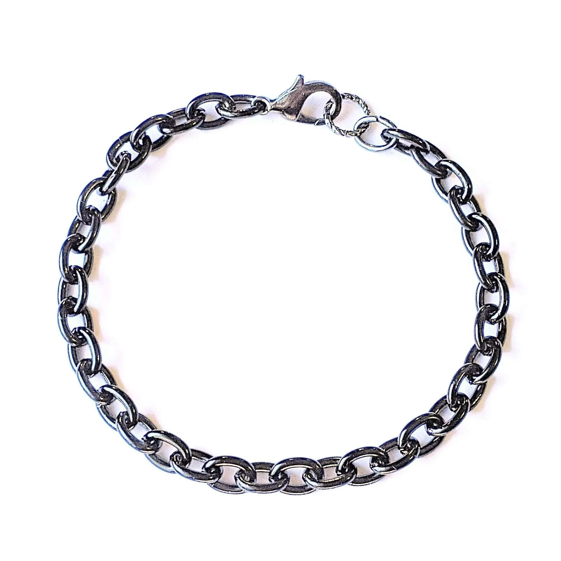 Black Stainless Steel Oval Link Charm Bracelet Base - D.I.Y. - BUILD YOUR CHARM BRACELET!