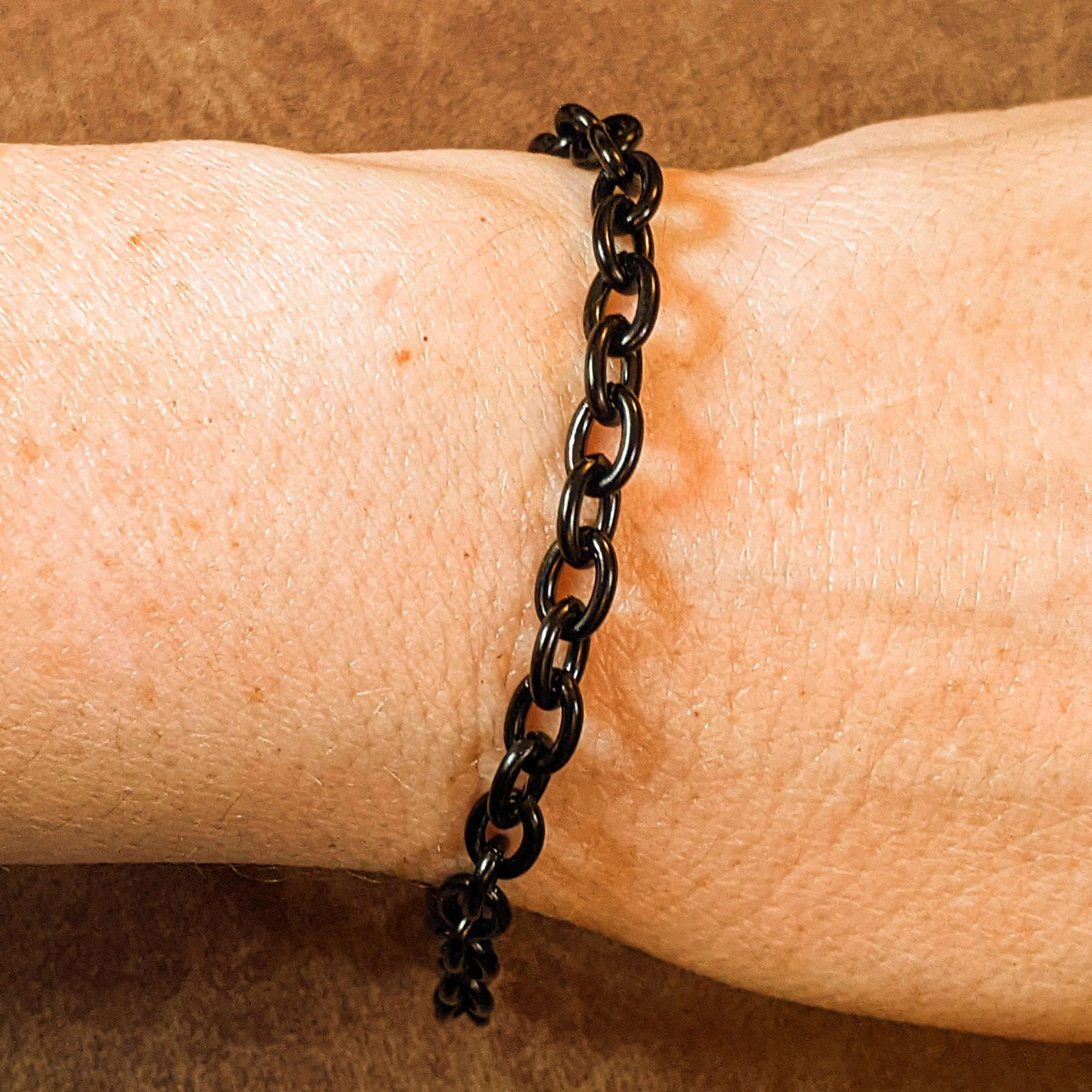 Black Stainless Steel Oval Link Charm Bracelet Base - D.I.Y. - BUILD YOUR CHARM BRACELET!