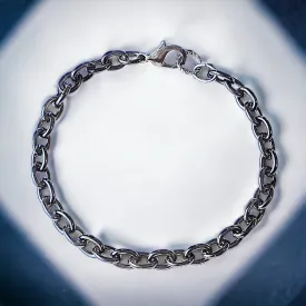 Black Stainless Steel Oval Link Charm Bracelet Base - D.I.Y. - BUILD YOUR CHARM BRACELET!