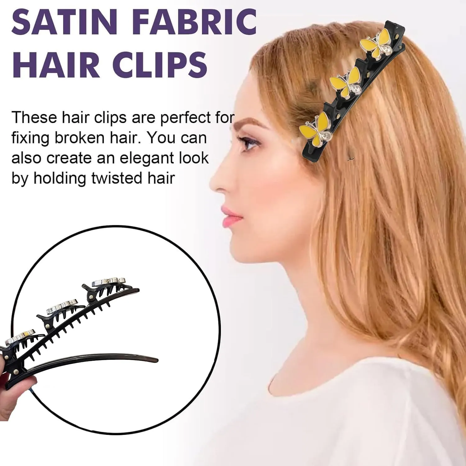 Braided Hair Clips for Woman, Sparkling Crystal Stone Braided Hair Clips Hair Accessories Decorative Hair Pins for Styling Hair Barrettes for Women Birthday Anniversary Christmas Gifts (4 PCS)