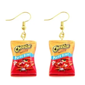 Cheetos Chips Dangle Earrings | Realistic Bag of Cheetos Earrings