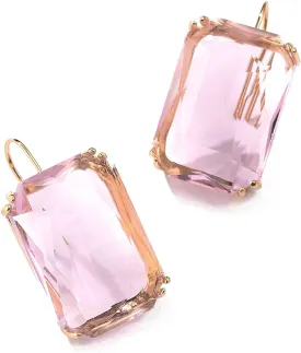 Colorful Rectangle Glass Crystal Earrings Orthogon Gemstone Square Transparent Crystal Glass Dangle Earrings for Women Girls Jewelry