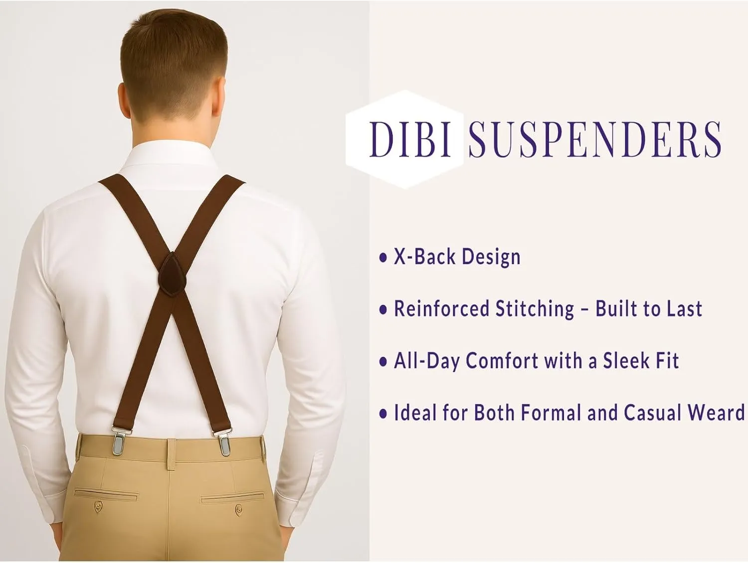 Dibi Suspenders for Men, Adjustable X Back 1 inch Wide Suspender 4 Strong Clips