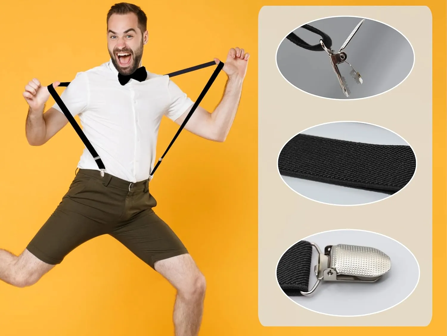 Dibi Suspenders for Men, Adjustable X Back 1 inch Wide Suspender 4 Strong Clips