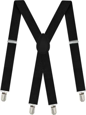 Dibi Suspenders for Men, Adjustable X Back 1 inch Wide Suspender 4 Strong Clips