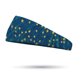 Fashion Teal Shimmer Stars Headband - 4" and 3" Tapered