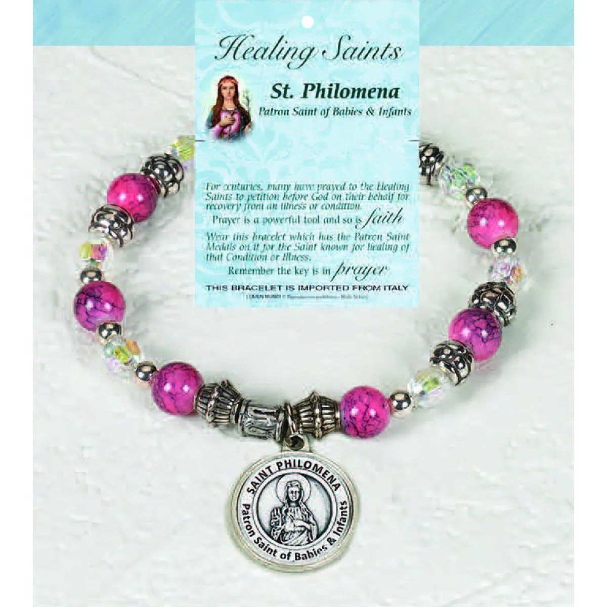 Healing Saint Italian Charm Bracelet - St Philomena - Pack of 4