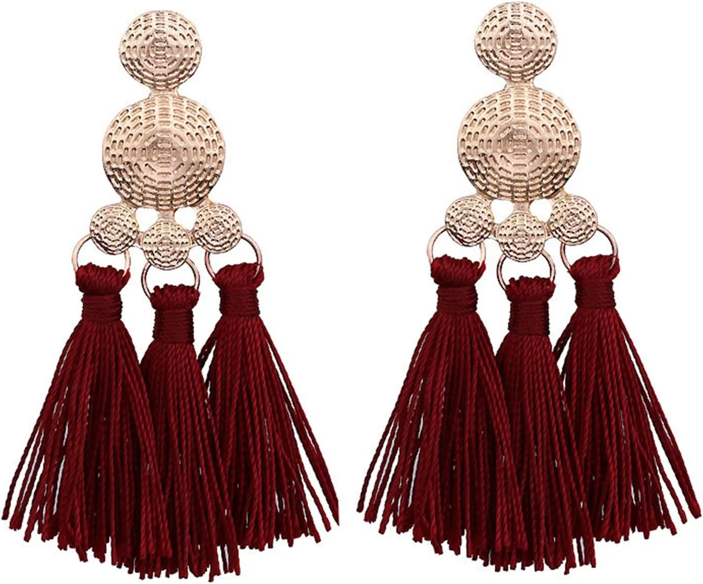 MALOYANVE Handmade Tassel Earrings for Women Boho Large Extra Long Tassel Layered Dangle Earrings, Vintage Handmade National Knot Tail Fringe Big Chandelier Statement Drop Earrings Bohemian Jewelry Gifts
