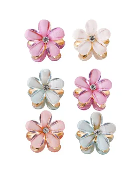 Melbees by Yellow Chimes Hair Clips for Girls Kids Hair Accessories for Girls Hair Claw Clips for Girls Kids Multicolor floral Small Claw Clip 6 Pcs Mini Hair Claw Clips for Girls Baby's Clutchers