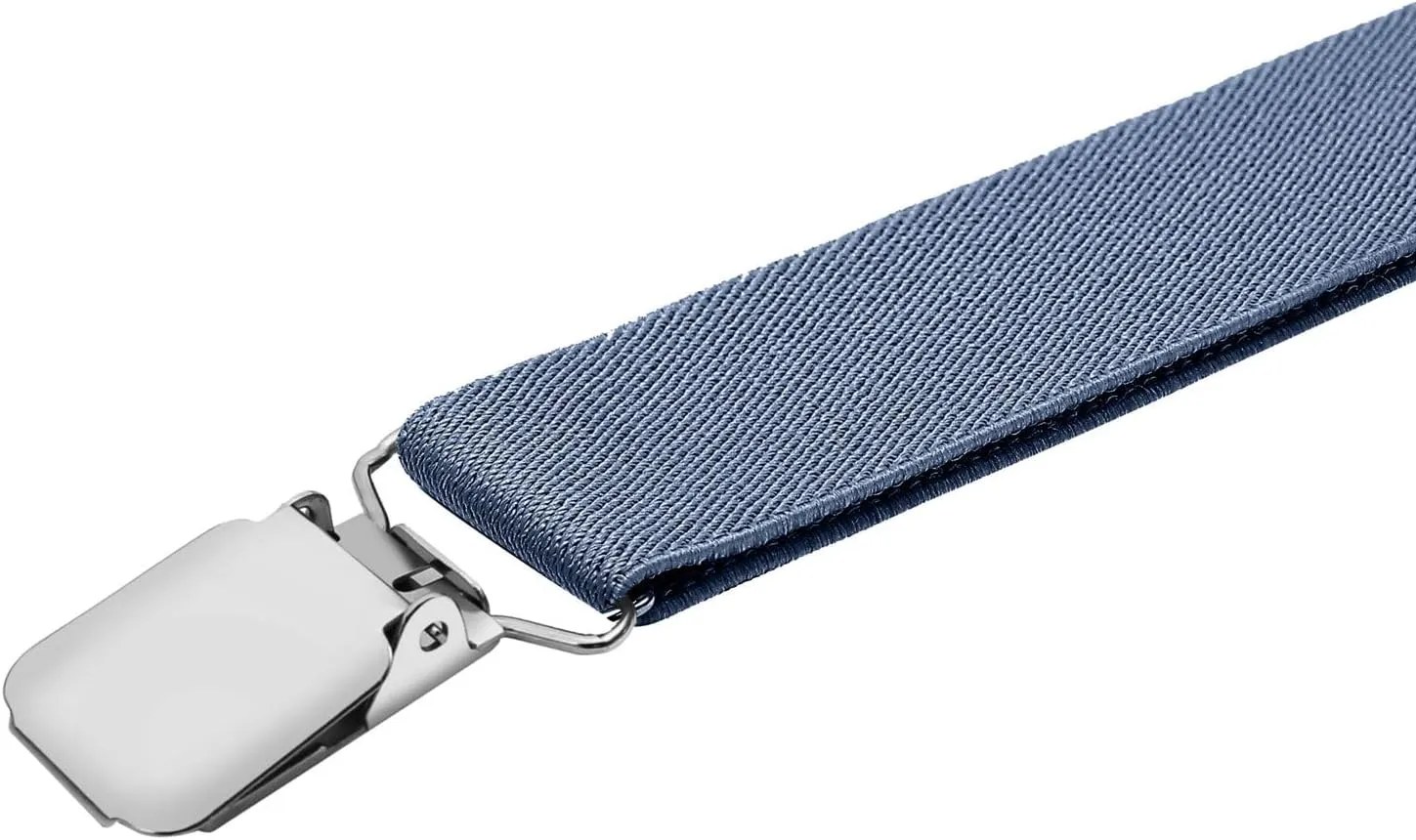 Mens Suspenders X Back Adjustable 1.4'' Wide with Heavy Duty Clips