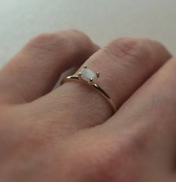 Opal Ring, Birthstone, October, Solid Gold Stacking Ring, Engagement Ring, Eco Friendly Recycled, Oval Opal Ring, Solid Gold Opal Ring