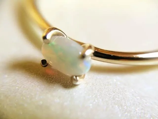 Opal Ring, Birthstone, October, Solid Gold Stacking Ring, Engagement Ring, Eco Friendly Recycled, Oval Opal Ring, Solid Gold Opal Ring