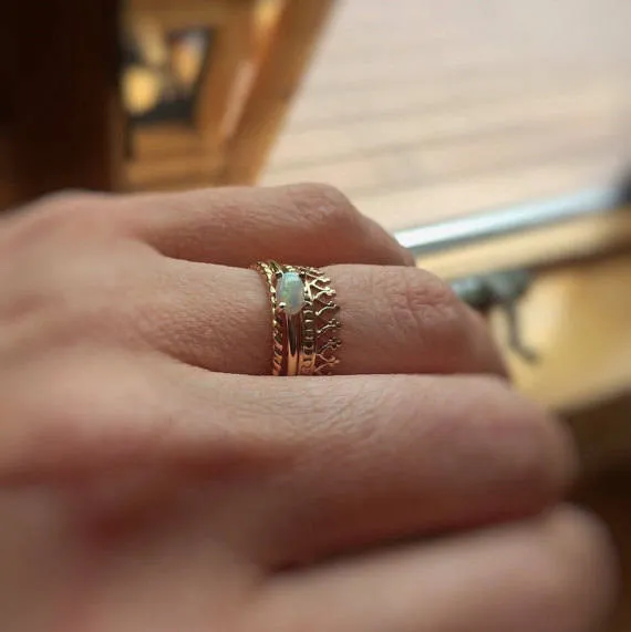 Opal Ring, Birthstone, October, Solid Gold Stacking Ring, Engagement Ring, Eco Friendly Recycled, Oval Opal Ring, Solid Gold Opal Ring