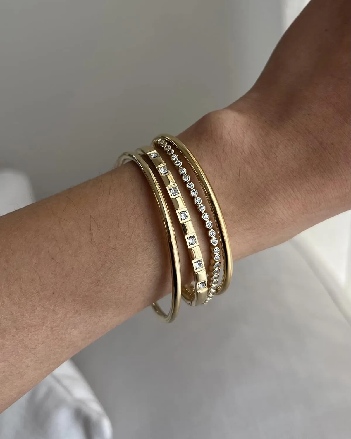 PAVOI 14K Gold Plated Love Bangle Bracelets for Women | Waterproof Stainless Steel Cubic Zirconia Hinged Bracelet Dupe