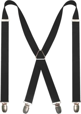 RBOCOTT Mens Solid Color Suspender with 4 Clips Adjustable Braces