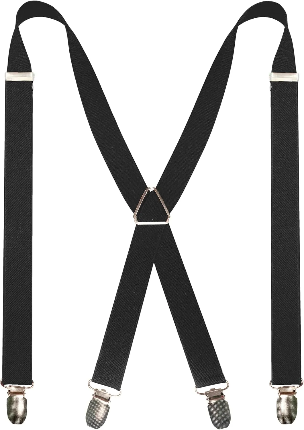 RBOCOTT Mens Solid Color Suspender with 4 Clips Adjustable Braces