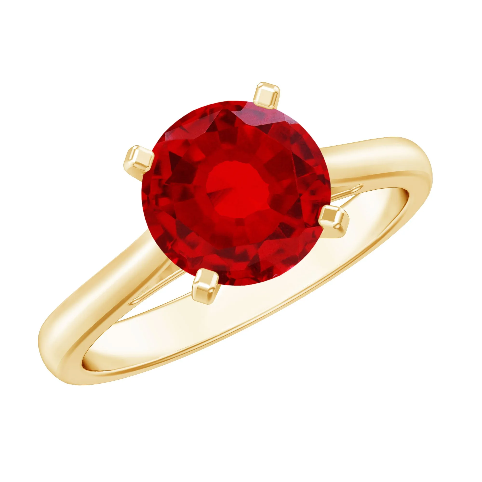 Round Lab Grown Ruby Solitaire Engagement Ring