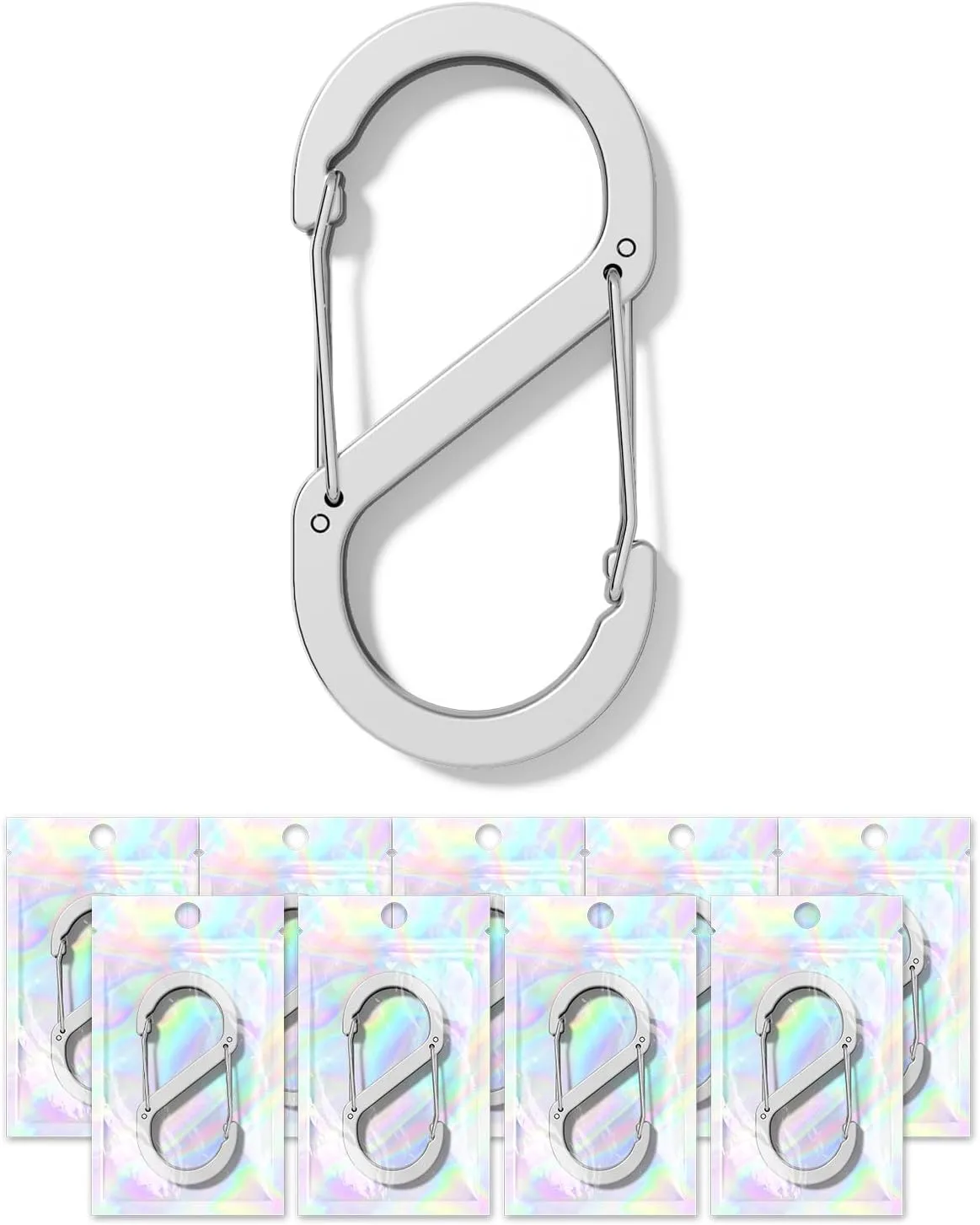 S Carabiner Clips,2.6In Aluminum S Hook Double Snap Clasps Bottle Clip Paracord Keychain Hooks Backpack Hanger Camping Accessories for Backpacking,Fishing,Camping,Hiking,Picnic 10pcs
