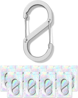S Carabiner Clips,2.6In Aluminum S Hook Double Snap Clasps Bottle Clip Paracord Keychain Hooks Backpack Hanger Camping Accessories for Backpacking,Fishing,Camping,Hiking,Picnic 10pcs