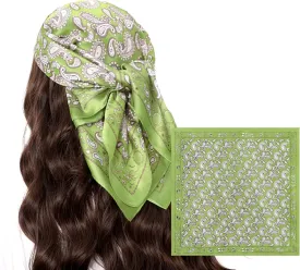 VANLINKER Paisley Satin Head Scarf for Women Men Versatile Silk-Like Hair Scarf Vintage Bandana Large Square Scarves 27.5"