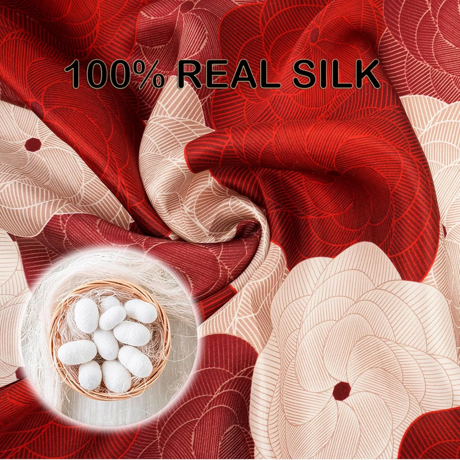 YOUR SMILE 100% Mulberry Silk Neck Scarf 21"x21" Small Square Head Scarves Hair Wraps for Women Gift Packed