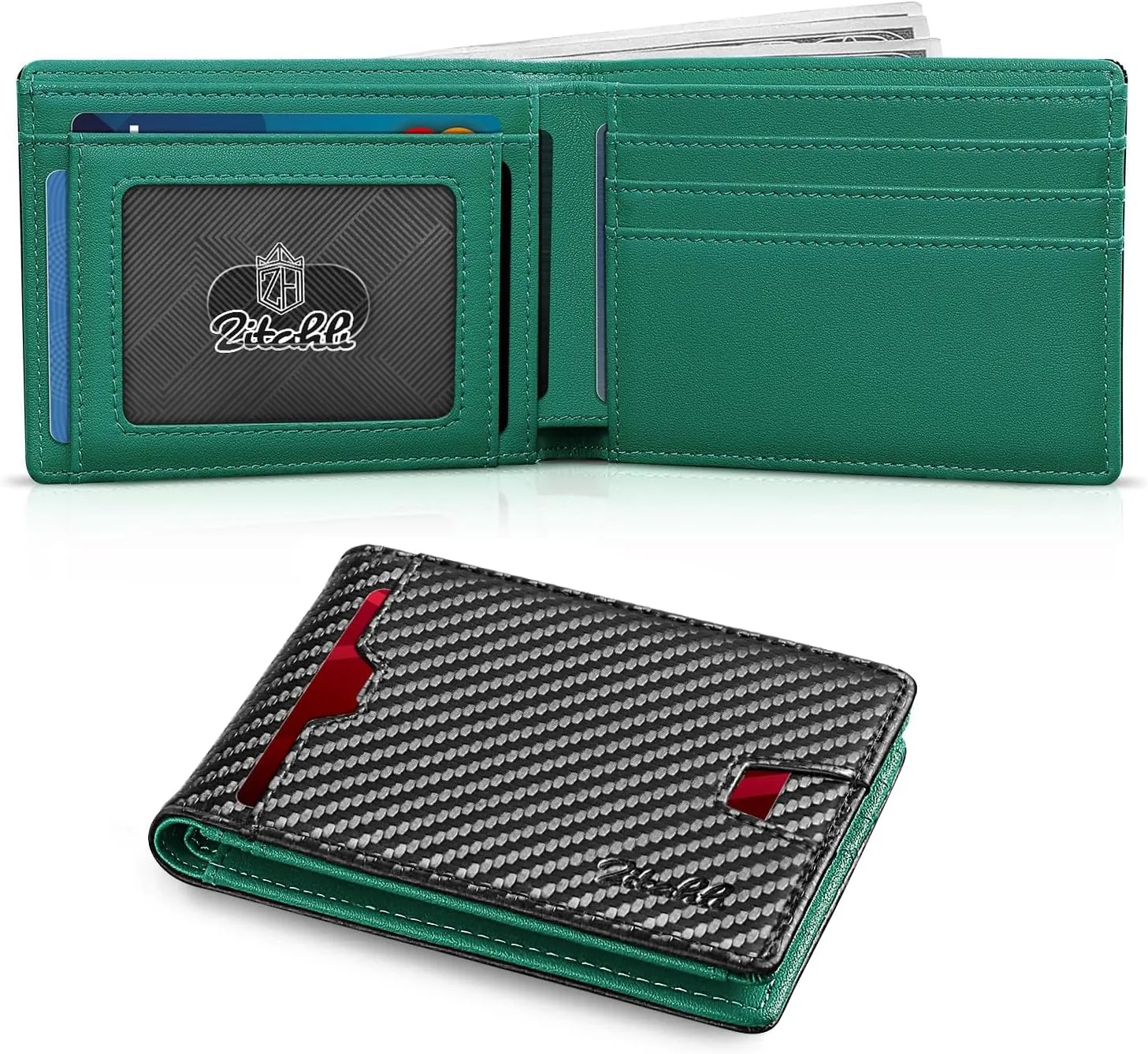 Zitahli Mens-Wallet-Slim-Leather-RFID Blocking Wallet for Men Minimalist Bifold Credit Card Holder with Gift Box